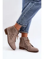 Dámské Prodyšné Šněrovací Botky Zazoo 2871 Beige