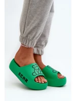 Dámské pěnové žabky na masivní podrážce s medvídkem Zelené model 21665955 - Boto