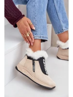Dámské Botky S Kožešinou Béžové model 21680798 - Boto