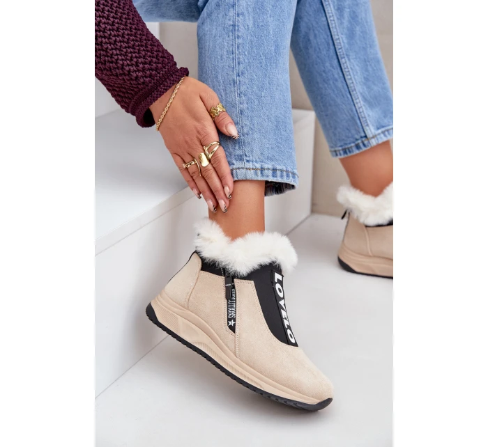 Dámské Botky S Kožešinou Béžové model 21680798 - Boto