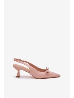 Lakované Sandály Na Jehlovém Podpatku S Mašlí Nude Naylna Lakované Sandály Na Jehlovém Podpatku S Mašlí Nude Naylna