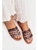 Ploché Dámské Pantofle Se Zlatým Detalem Leopard model 21700060 - Boto Ploché Dámské Pantofle Se Zlatým Detalem Leopard model 21700060 - Boto