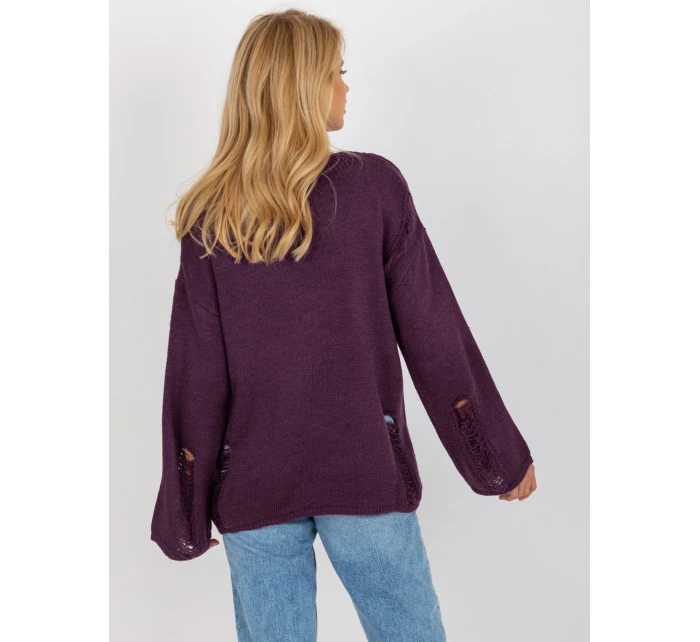 Dámský svetr BA SW 8043 .03 tmavě fialová - FPrice Dámský svetr BA SW 8043 .03 tmavě fialová - FPrice