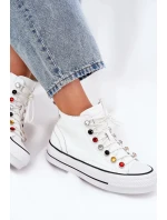 Dámské vysoké kožené trampky GOE – bílé