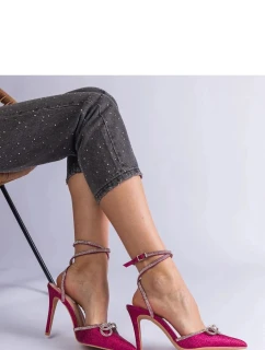 Dámské lodičky na jehlovém podpatku H2810 Tmavě růžová třpyt - BELLAMICA shoes