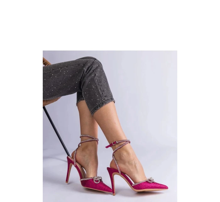 Dámské lodičky na jehlovém podpatku H2810 Tmavě růžová třpyt - BELLAMICA shoes