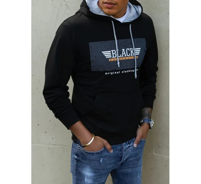 Pánská mikina s potiskem černá Dstreet BX5383 Pánská mikina s potiskem černá Dstreet BX5383