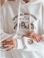 Dámská mikina nadměrné velikosti SPECIAL KITTY bílá FashionStreet BY1512