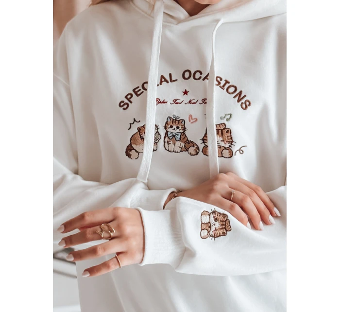 Dámská mikina nadměrné velikosti SPECIAL KITTY bílá FashionStreet BY1512