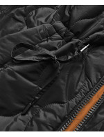 Černo-karamelová oboustranná dámská prošívaná bunda (MHM-W589BIG)