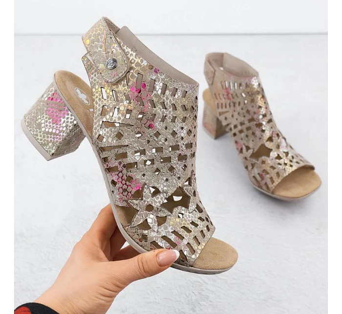 Rieker 64780-90 dámské vestavěné ažurové sandály