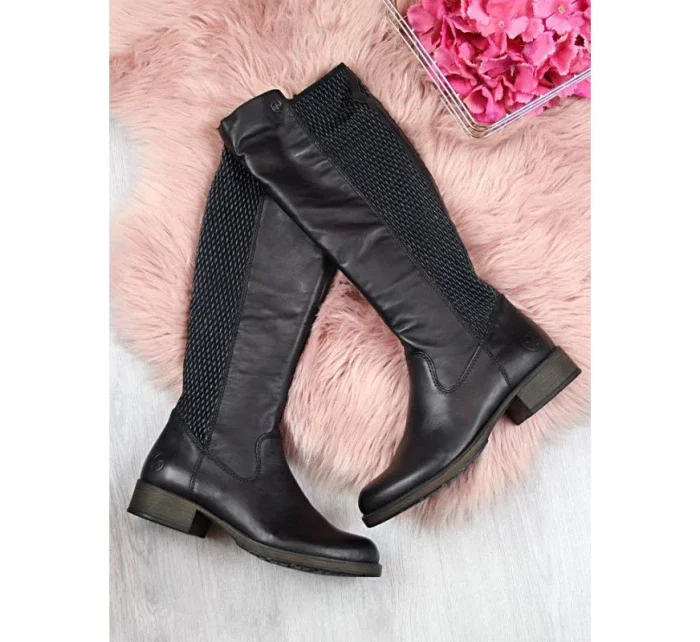 Kožené boty Rieker W Z9591-00 černá