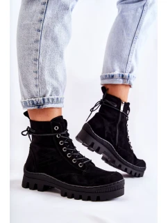 Suede Trappers S prošíváním Černé Layden