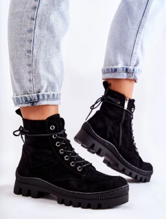 Suede Trappers S prošíváním Černé Layden