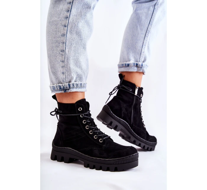 Suede Trappers S prošíváním Černé Layden