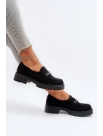 Dámské semišové mokasíny s ozdobou černé Loraleima