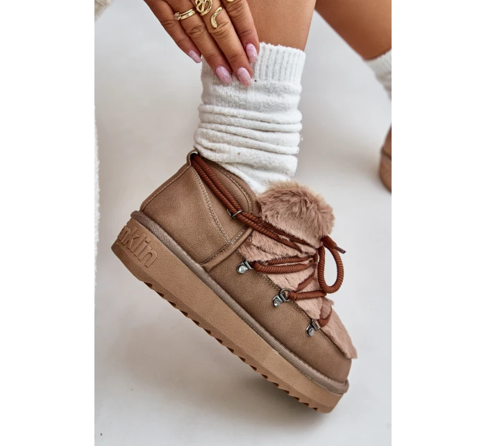 Nízké Sněhule Na Platformě S Kožíškem D.Franklin Hnědé DFSH370011