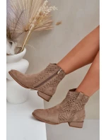 Dámské perforované botky na nízkém podpatku béžové Neliawen