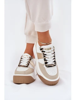 Dámské tenisky na masivní platformě se zvířecím vzorem béžovo-zlaté Telanila