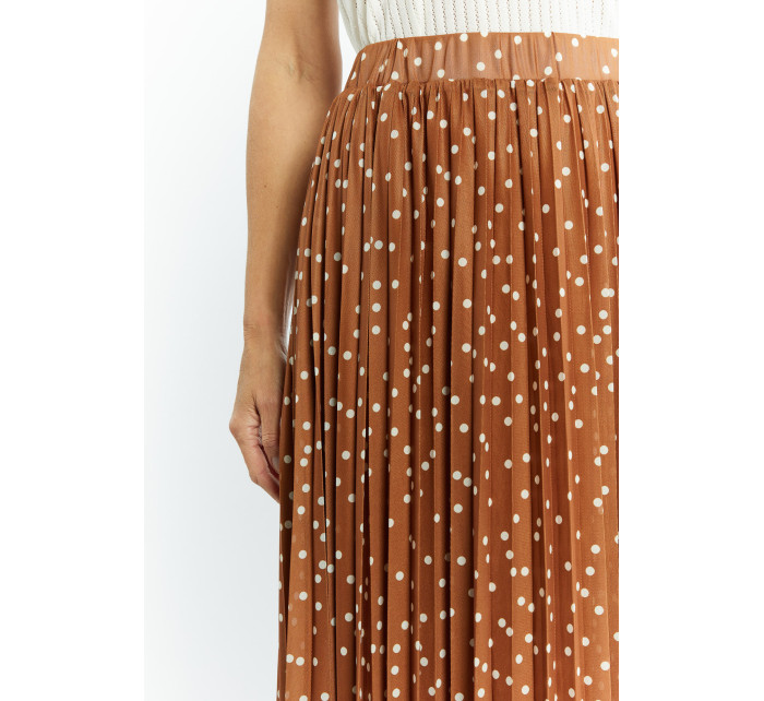 Monnari Sukně Plisovaná midi sukně s jemnými puntíky Multi Brown