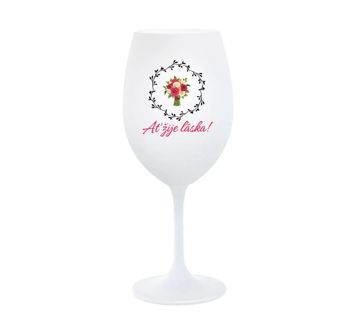AŤ ŽIJE LÁSKA! - bílá sklenice na víno 350 ml AŤ ŽIJE LÁSKA! - bílá sklenice na víno 350 ml