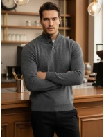 Pánský svetr se stojáčkem světle šedý Dstreet model 21995596 - FashionStreet