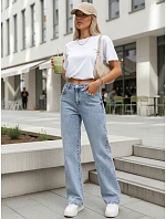 Jeansy damskie wide leg z wysokim stanem niebieskie model 22120938 - FashionStreet