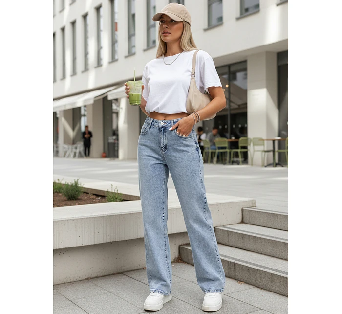 Jeansy damskie wide leg z wysokim stanem niebieskie model 22120938 - FashionStreet