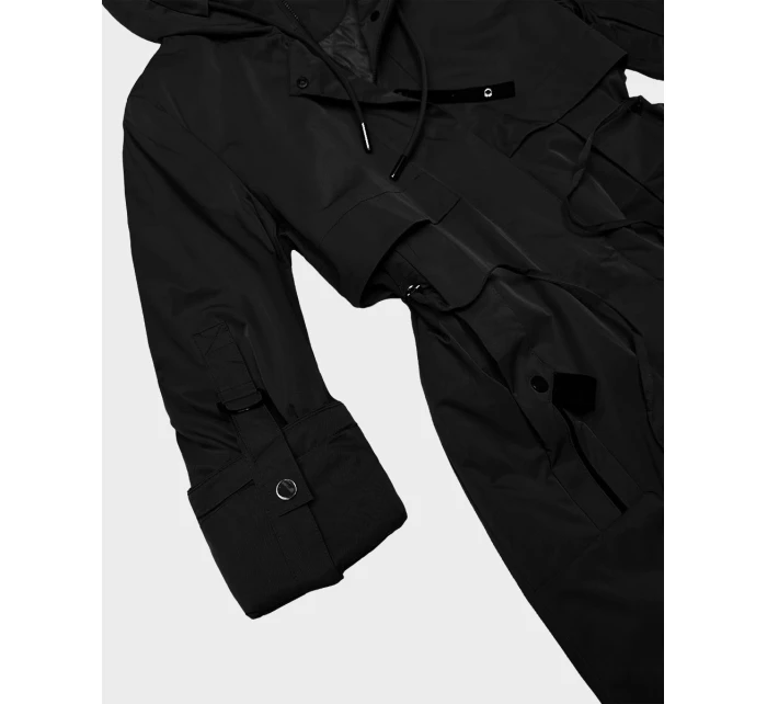 Prosta kurtka damska z podwijanymi rękawami Goodlookin czarna (B8556-1)