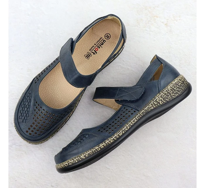 Dámská obuv na suchý zip tmavě modrá model 22073745 - Unisoft