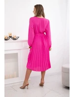 Šaty se svázaným plisovaným lemem růžový Šaty se svázaným plisovaným lemem růžový