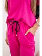 Bavlněný komplet halenka + kalhoty růžový Bavlněný komplet halenka + kalhoty růžový