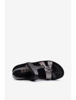 Zazoo 40397 Dámské Kožené Sandály na Platformě Černé