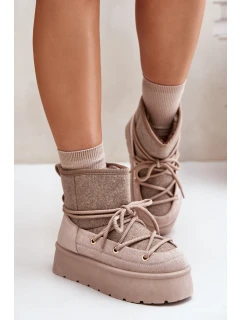 Sněhule S Šněrováním Na Platformě Béžové model 21676666 - Boto