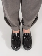 Jedinečné dámské černé  mokasíny na klínku