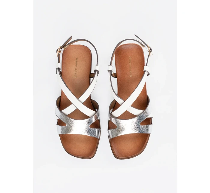 Originální bílé  sandály dámské na plochém podpatku