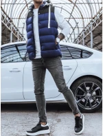 Pánská prošívaná vesta s kapucí tmavě modrá FashionStreet TX3937