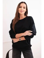 Dámská mikina s model 21494909 výstřihem basic z bavlny černá - K-Fashion