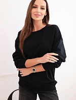 Dámská mikina s okrouhlým výstřihem basic z bavlny černá