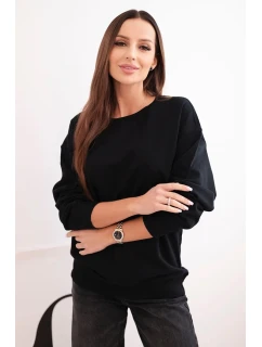 Dámská mikina s model 21494909 výstřihem basic z bavlny černá - K-Fashion