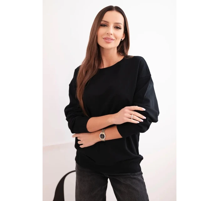 Dámská mikina s model 21494909 výstřihem basic z bavlny černá - K-Fashion