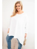 Dámská tunika Plus Size z bavlny s asymetrickým spodkem bílá