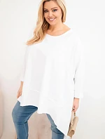 Dámská tunika Plus Size z bavlny s asymetrickým spodkem bílá