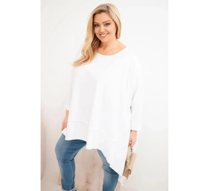 Dámská tunika Plus Size z bavlny s asymetrickým spodkem bílá