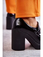Lakované boty na masivním sloupku Černé model 21596565 - Boto