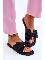 Dámské kožené pantofle s mašlí černé model 21616468 - EVENTO