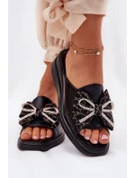 Dámské Pantofle Na Klínu S Mašlí Černé model 21692814 - Boto Dámské Pantofle Na Klínu S Mašlí Černé model 21692814 - Boto