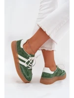 Dámské Velurové Tenisky Na Platformě Zelené model 21703435 - Boto Dámské Velurové Tenisky Na Platformě Zelené model 21703435 - Boto