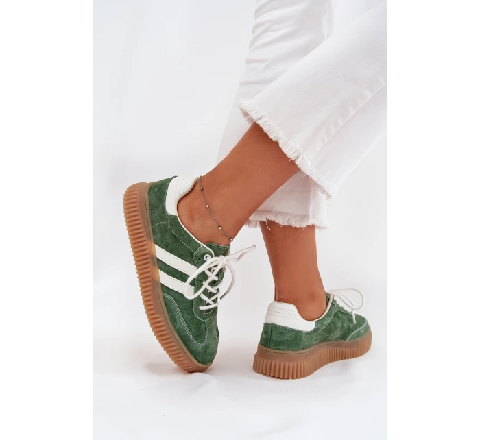 Dámské Velurové Tenisky Na Platformě Zelené model 21703435 - Boto Dámské Velurové Tenisky Na Platformě Zelené model 21703435 - Boto
