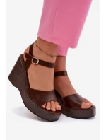 Dámské sandály na platformě Eko kůže Čokoládové model 21937495 - Boto